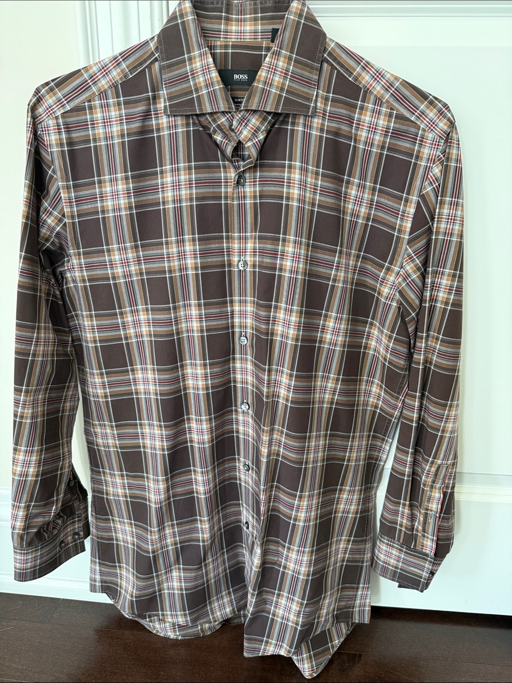 BOSS Brown Plaid Long-Sleeve Button-Down Shirt